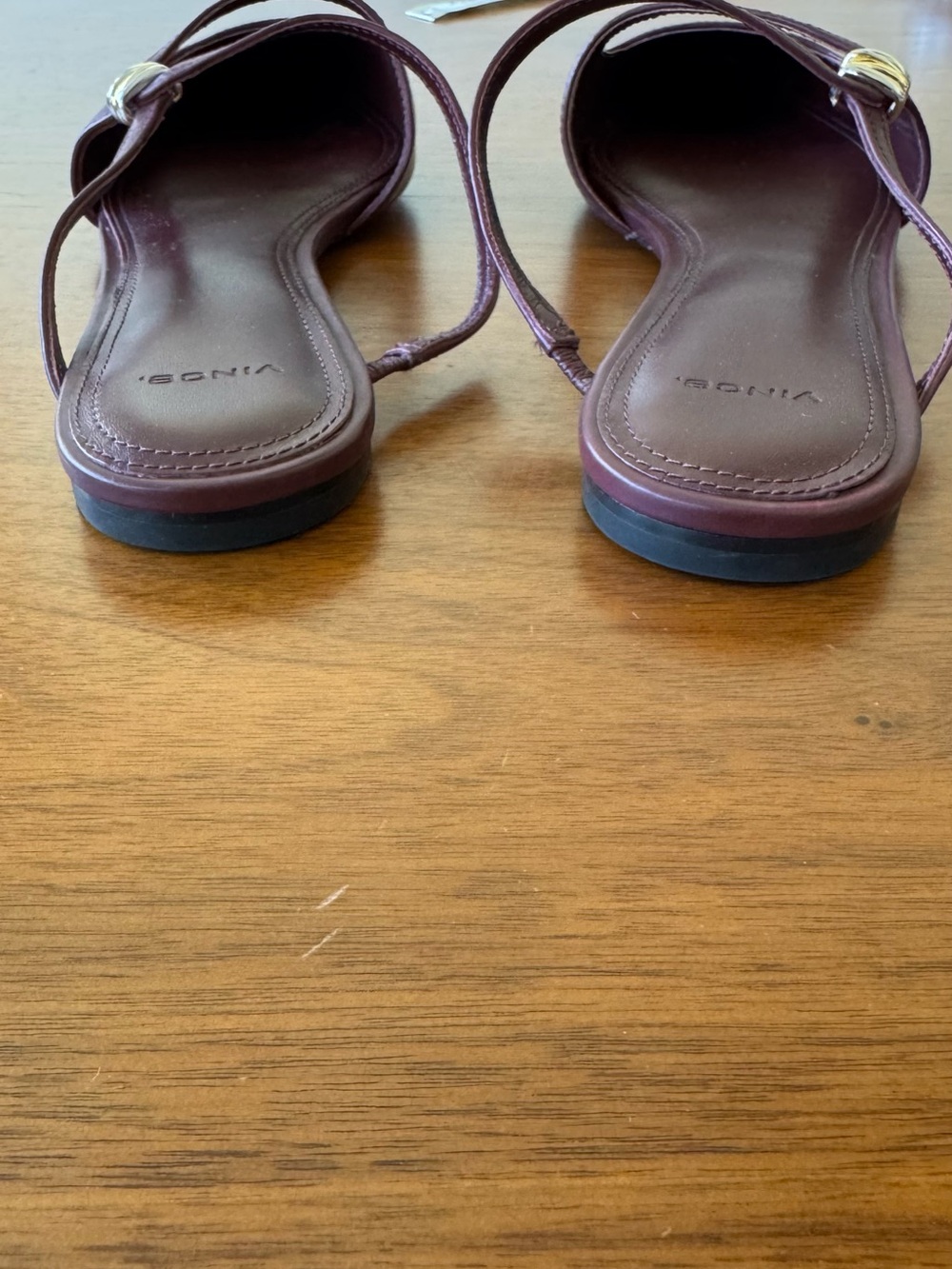 Vince Gilia Deep Cherry Burgundy Leather Strappy Pointed Toe Flat Mules size 7.5 - Picture 8 of 10
